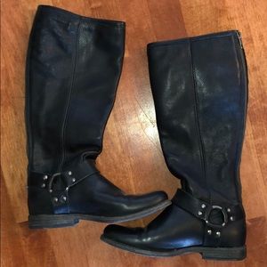 Frye Phillip Harness Tall black leather boots